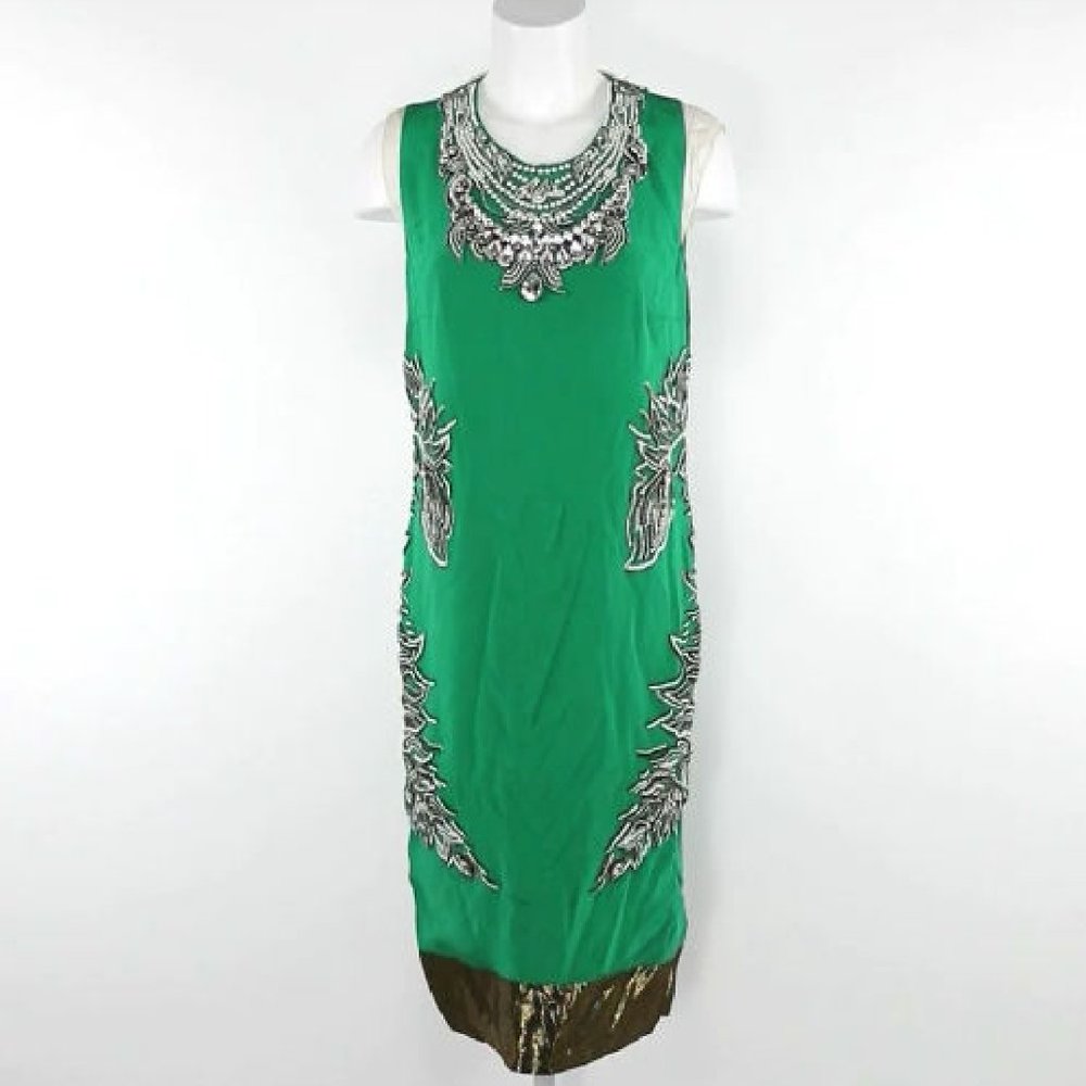 Thakoon green beaded silk dress size 6 - Picture 3 of 8